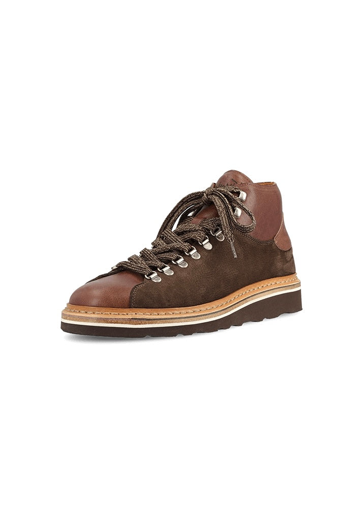 Handgefertigter, hoher Sneaker aus Nubuk- und Glattleder LUGIONATA NABUK