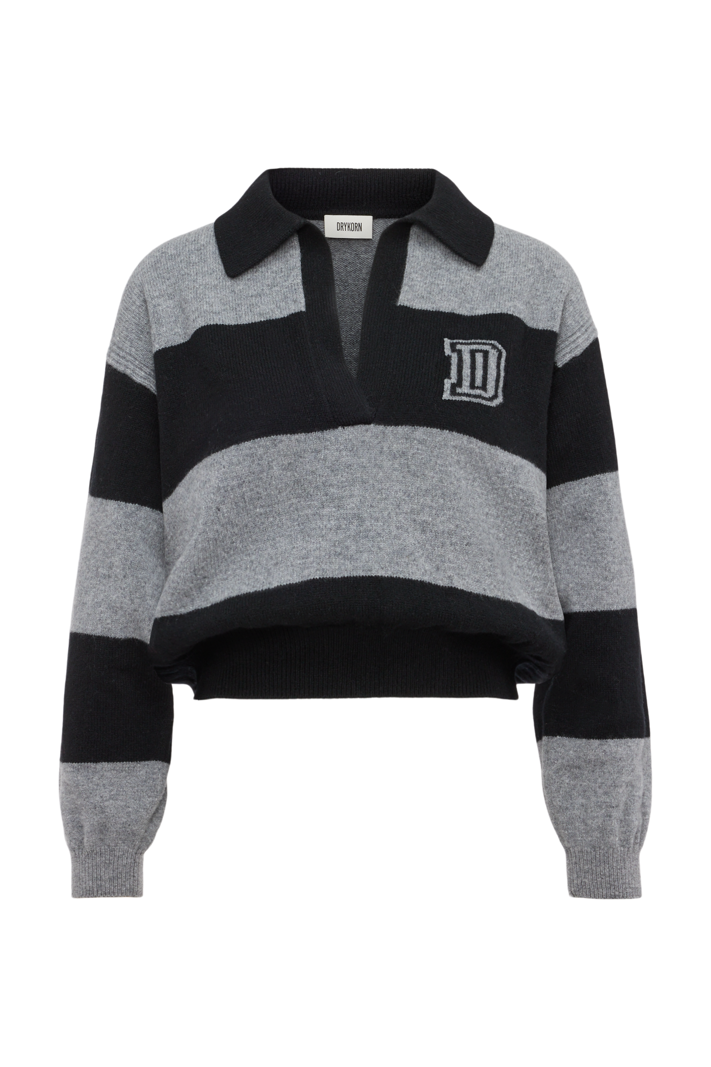 Kastiger Cropped Pullover aus Schurwolle mit Polokragen.