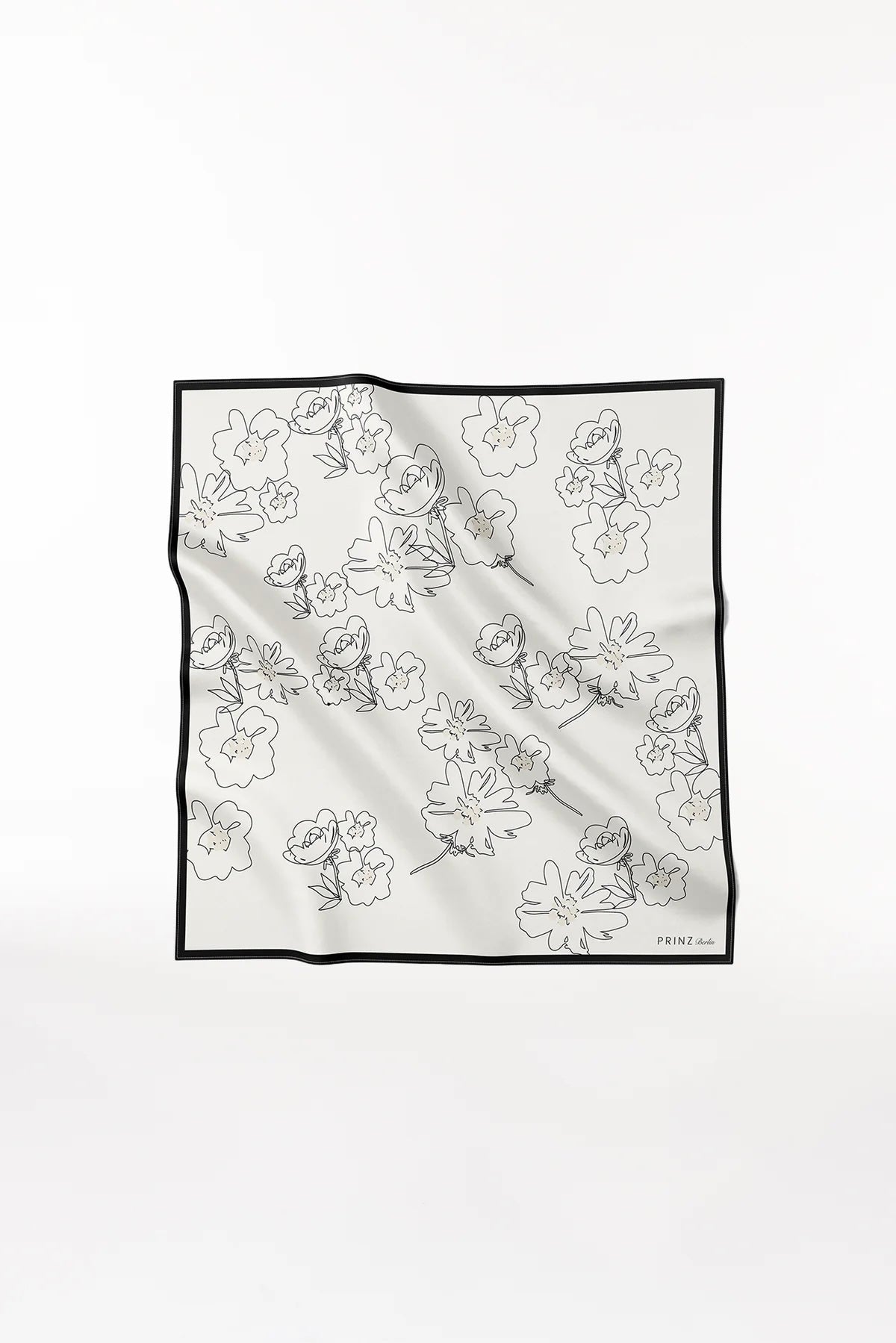Prinz Berlin Silk Scarf Flowers 90 Off-White