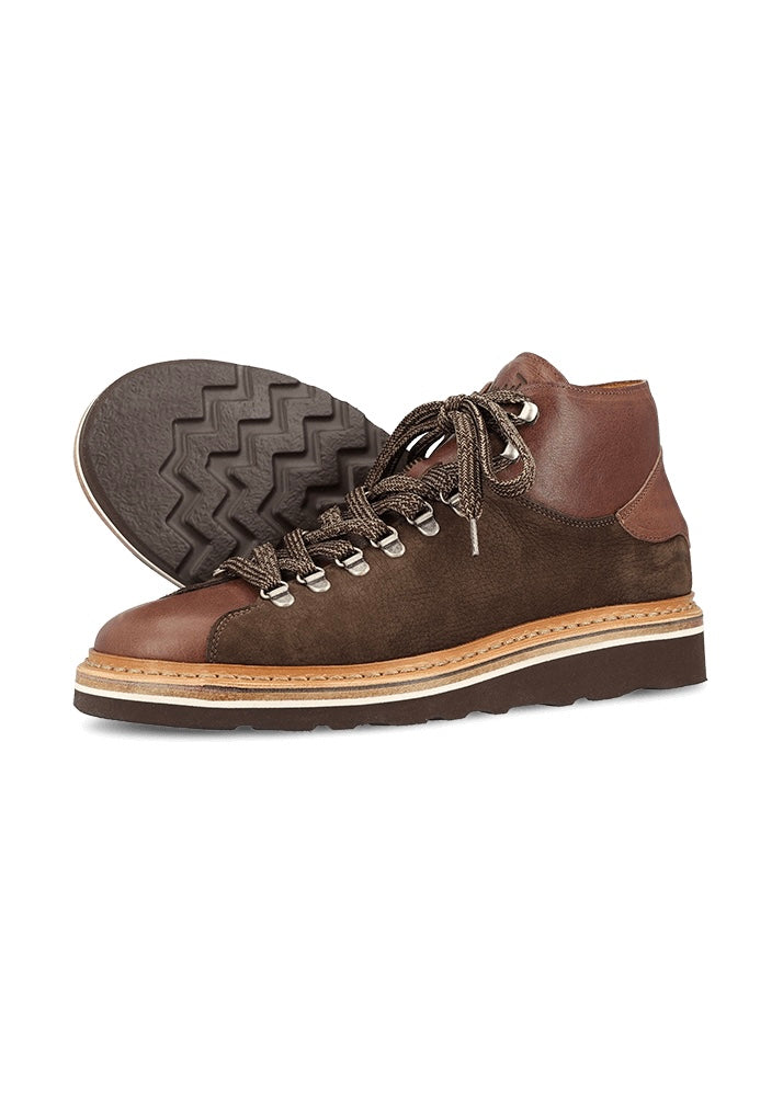 Handgefertigter, hoher Sneaker aus Nubuk- und Glattleder LUGIONATA NABUK