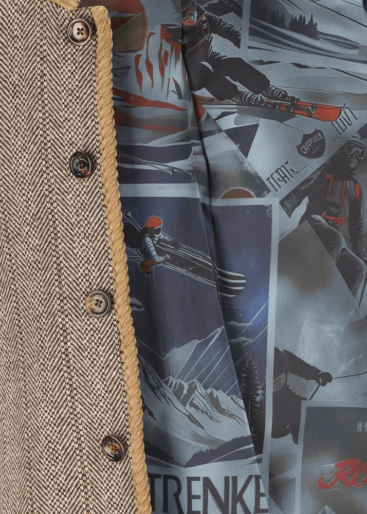 Klassischer Blazer mit Stehkragen und Fischgrätmuster LUSANDRO FISCHGRAT STRICK