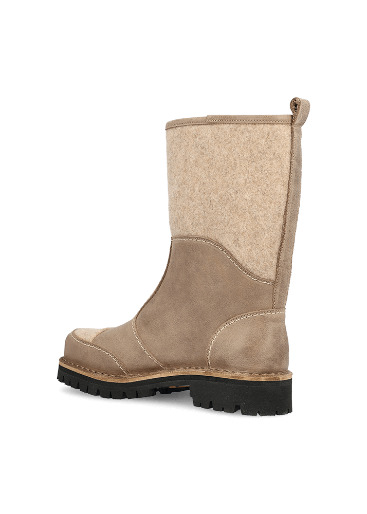 Handgefertigter Stiefel aus Leder und Wollfilz LUSTIEFELE