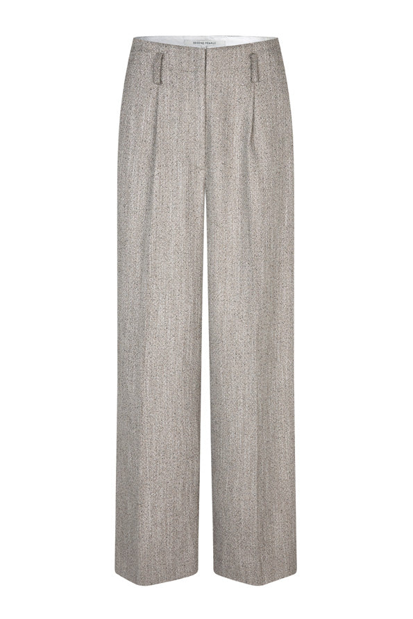 Faltenhose mit Fischgrätenmuster