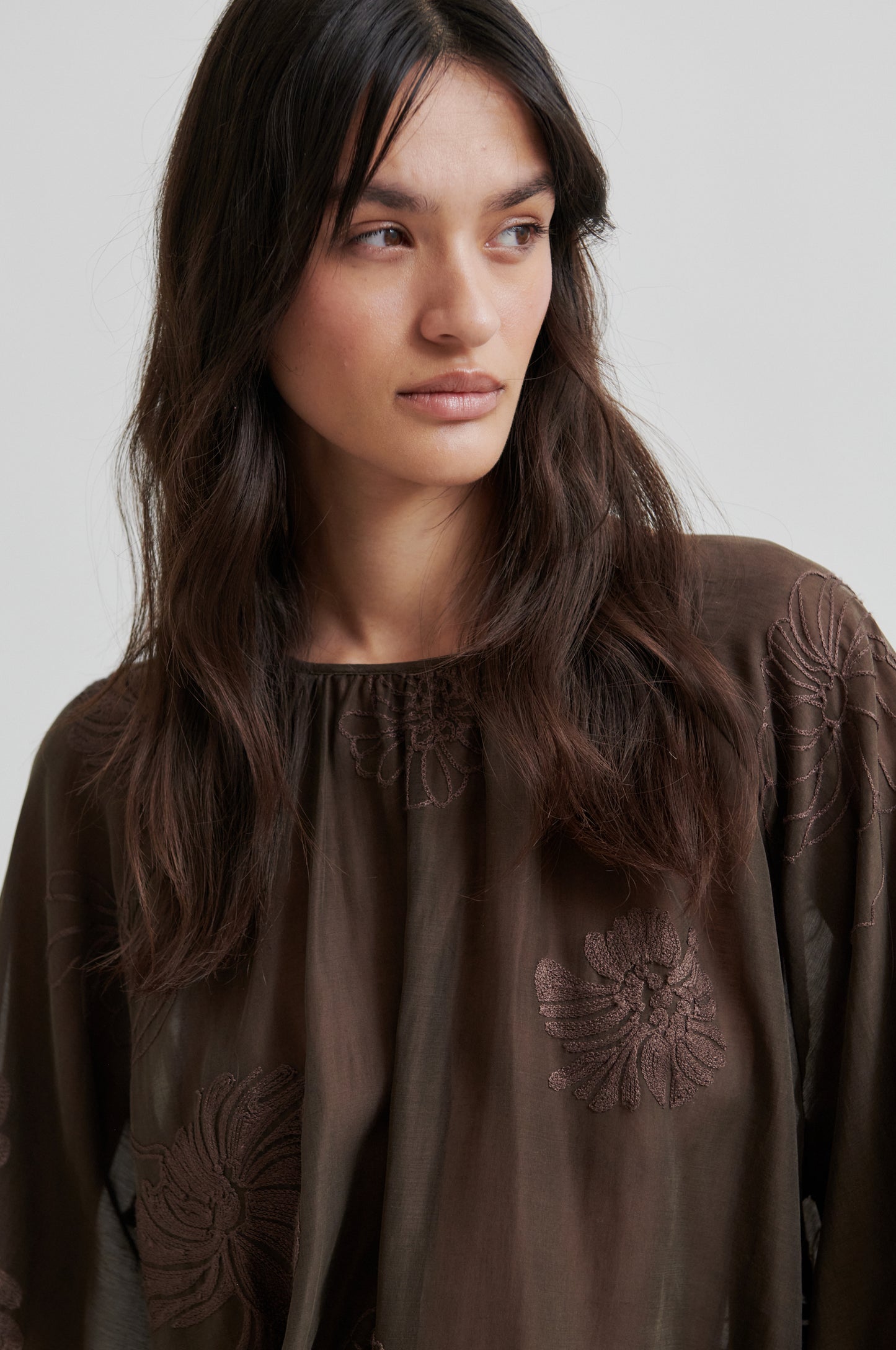 Bestickte Bluse VERIA aus Lyocell-Mix