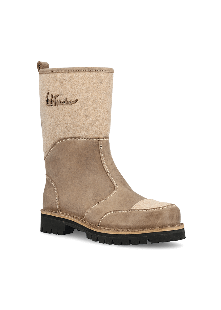 Handgefertigter Stiefel aus Leder und Wollfilz LUSTIEFELE
