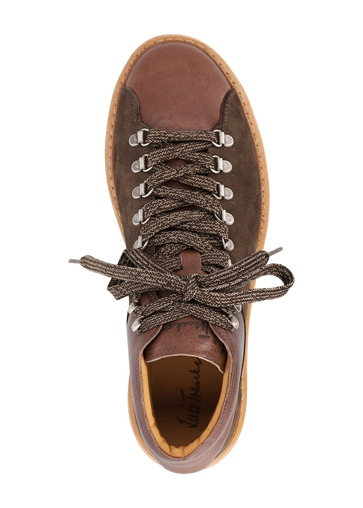 Handgefertigter, hoher Sneaker aus Nubuk- und Glattleder LUGIONATA NABUK