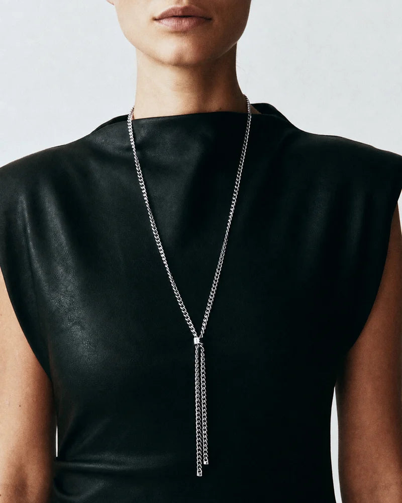 Melted Necklace Y Silver