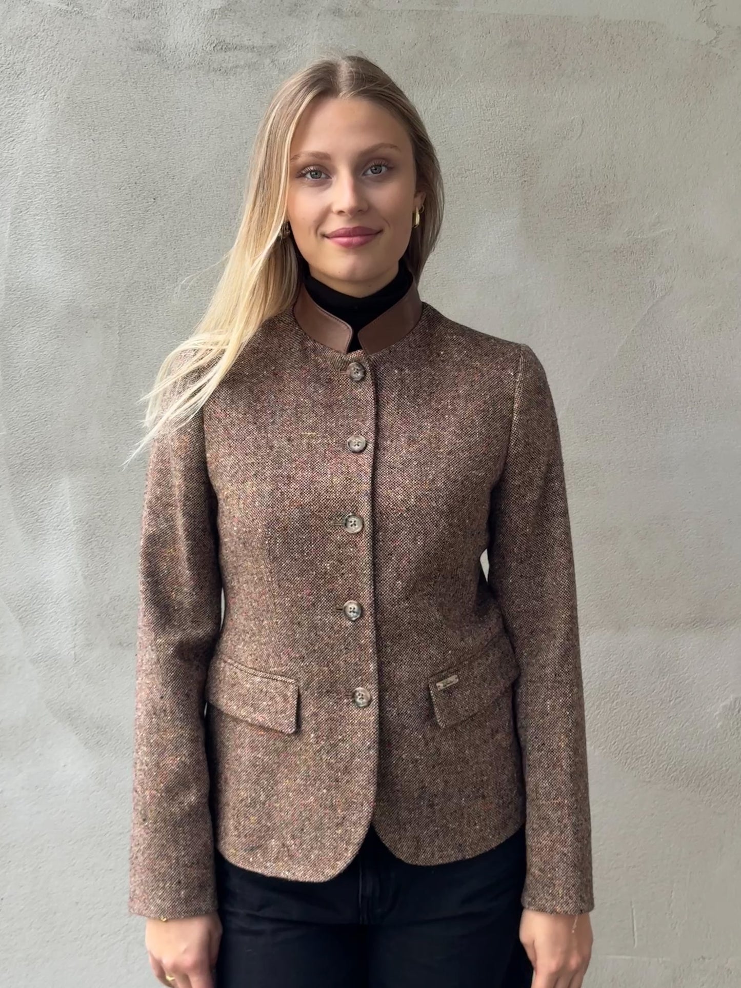 Blazer aus Wollmischung mit Lederdetails LURANDA