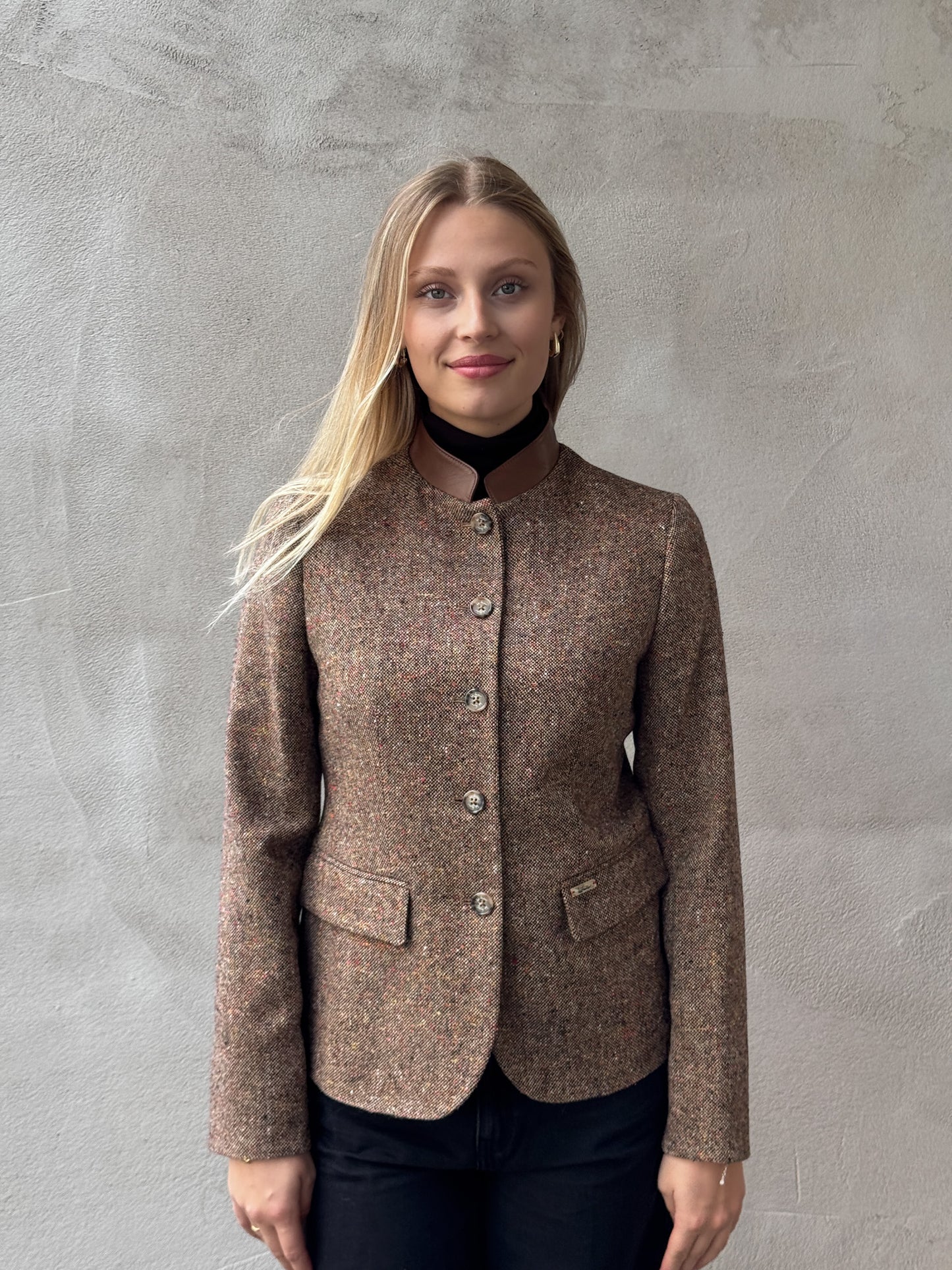 Blazer aus Wollmischung mit Lederdetails LURANDA