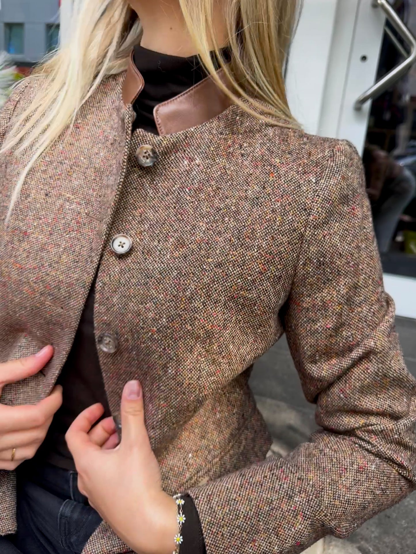 Blazer aus Wollmischung mit Lederdetails LURANDA