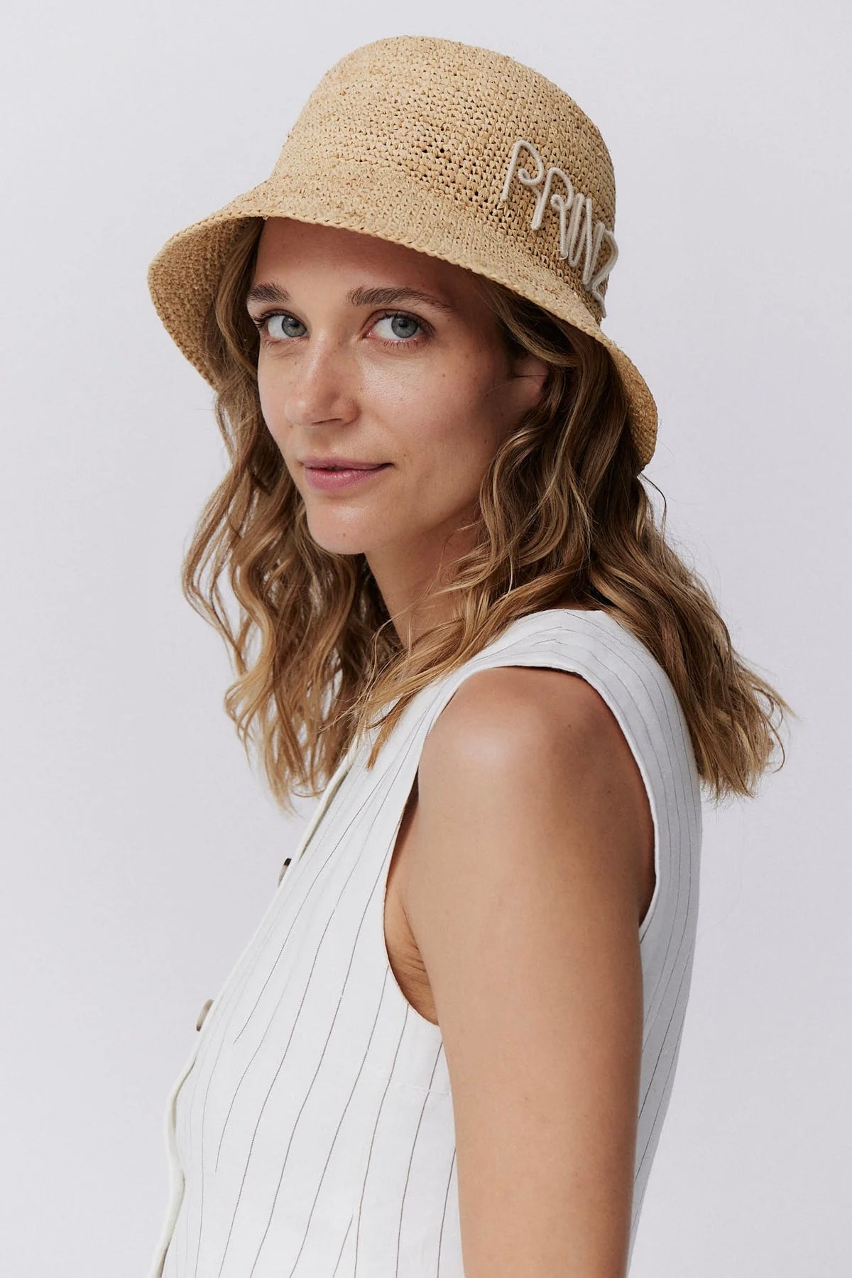 Straw Cloche Hand Crochet Natural Medium