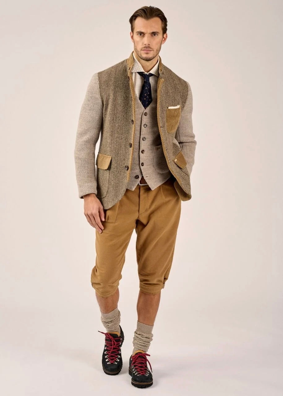 Klassischer Blazer mit Stehkragen und Fischgrätmuster LUSANDRO FISCHGRAT STRICK