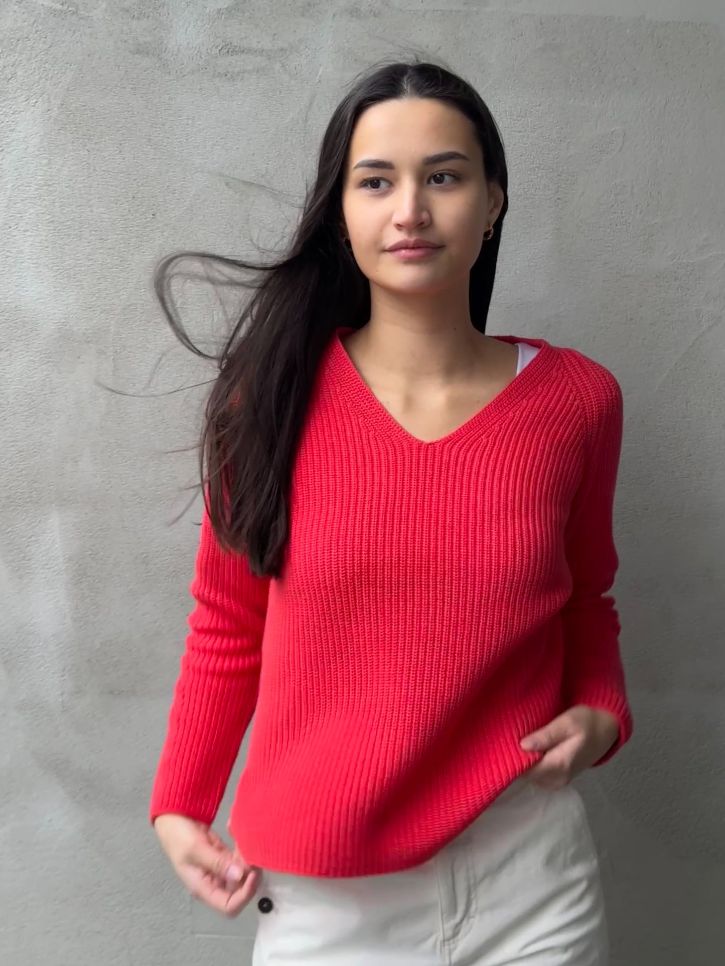 Rippstrick-Pullover aus Baumwolle