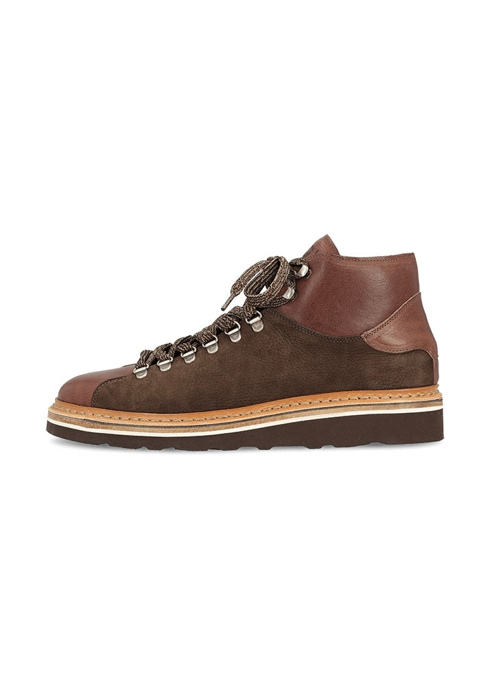 Handgefertigter, hoher Sneaker aus Nubuk- und Glattleder LUGIONATA NABUK