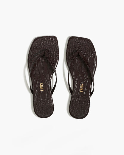 Square Toe Lily Croc Carob