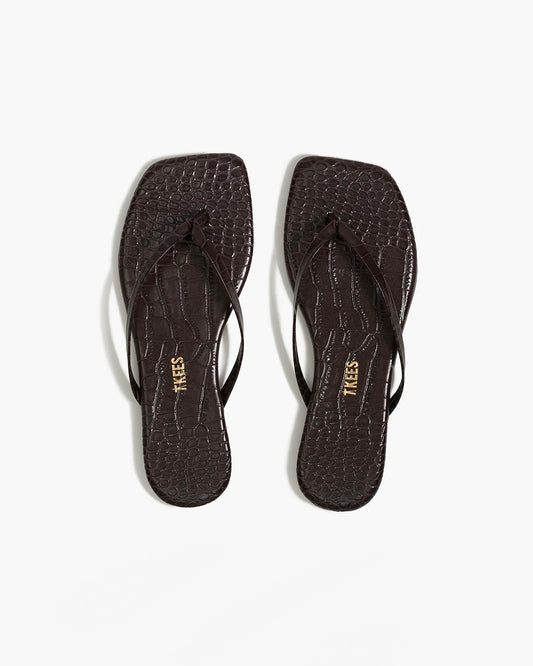 Square Toe Lily Croc Carob