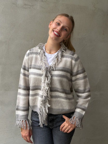 Cardigan open-collar stripes 63%Ca37%Co