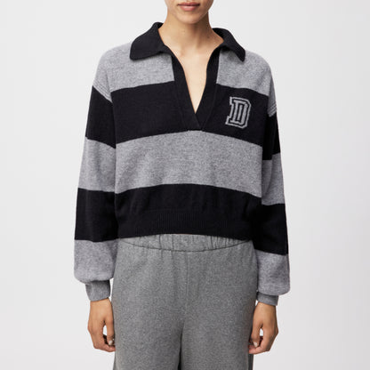 Kastiger Cropped Pullover aus Schurwolle mit Polokragen.