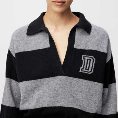 Kastiger Cropped Pullover aus Schurwolle mit Polokragen.