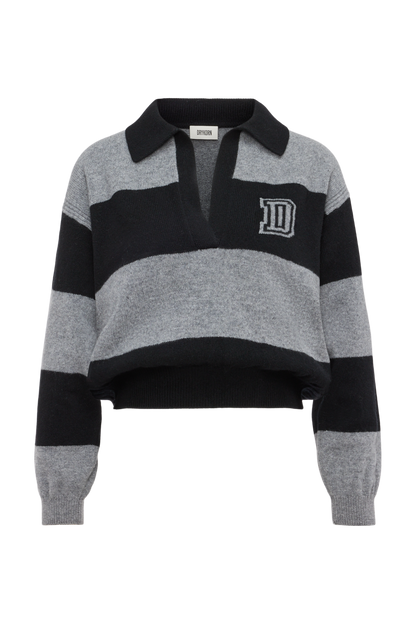 Kastiger Cropped Pullover aus Schurwolle mit Polokragen.
