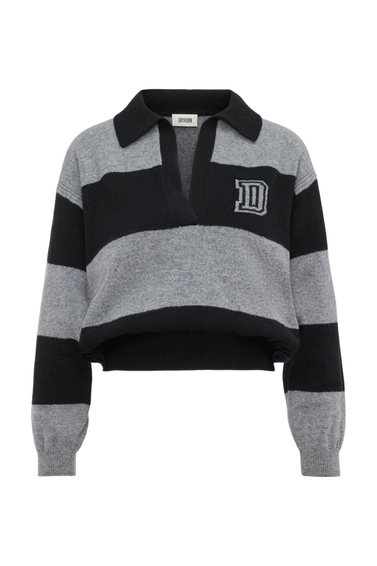 Kastiger Cropped Pullover aus Schurwolle mit Polokragen.