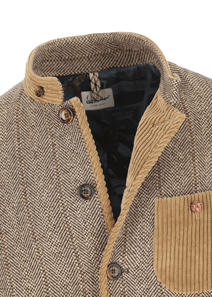 Klassischer Blazer mit Stehkragen und Fischgrätmuster LUSANDRO FISCHGRAT STRICK