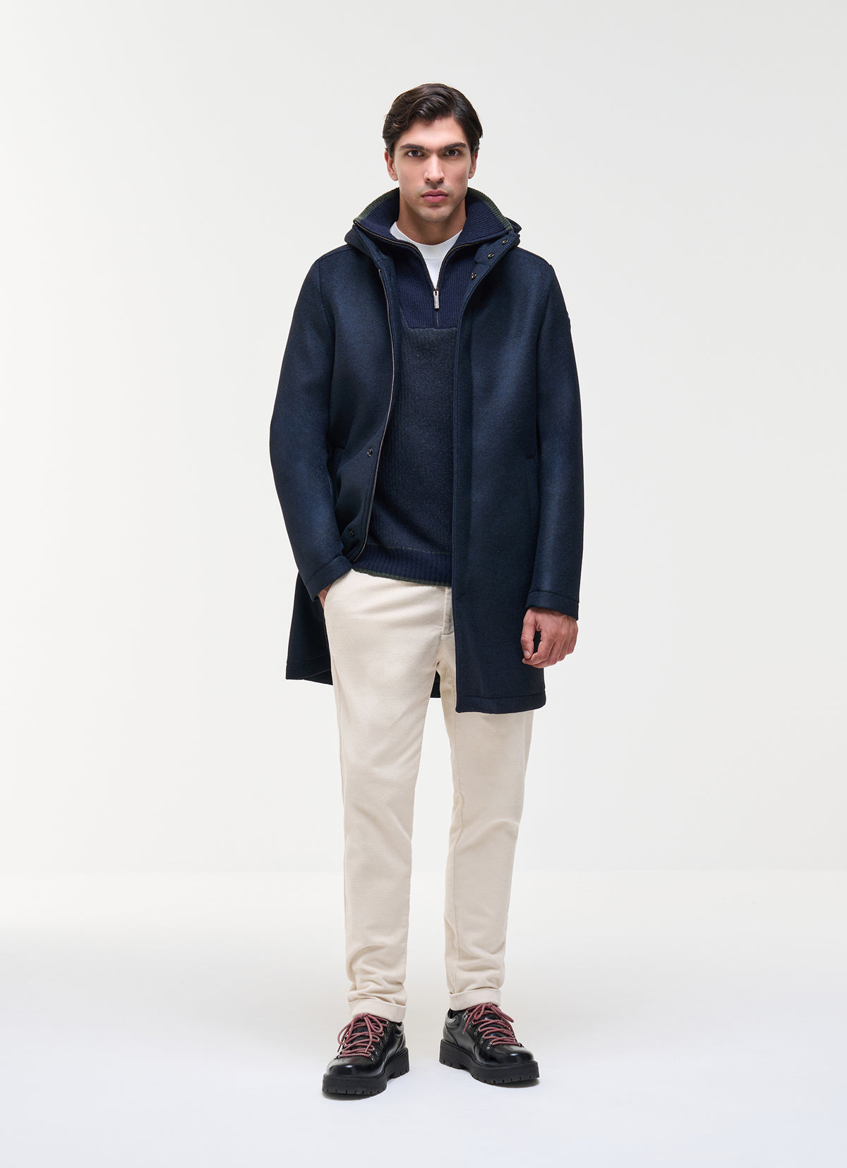 Mantel soft woolen hoodie jacket