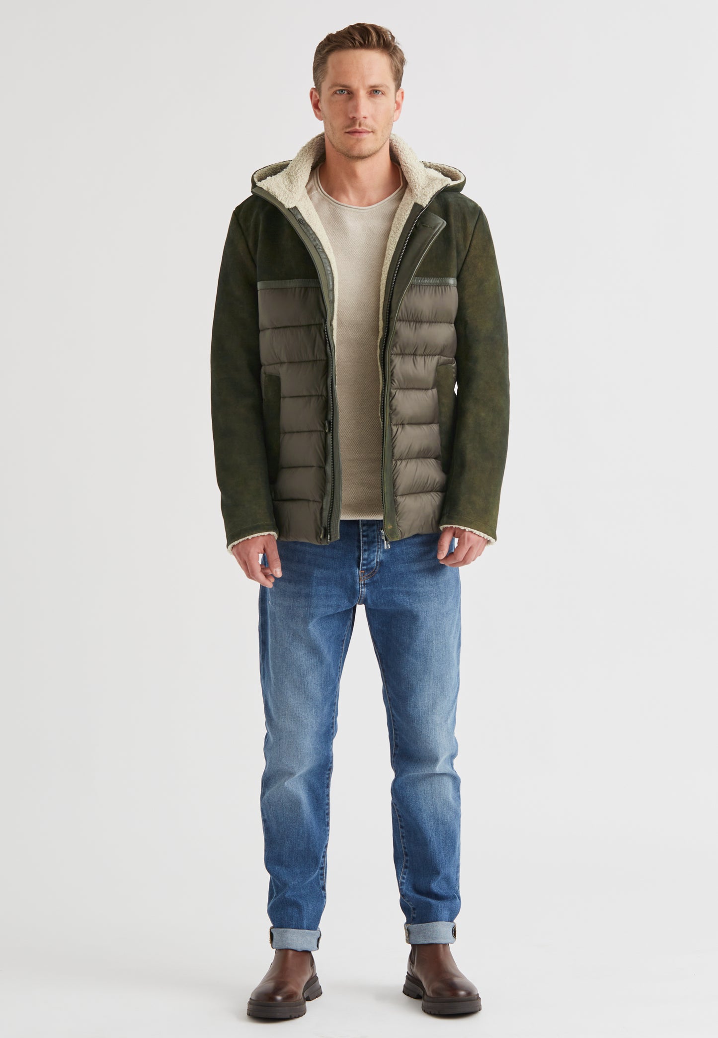 Hybrid-Jacke mit Webpelz-Details
