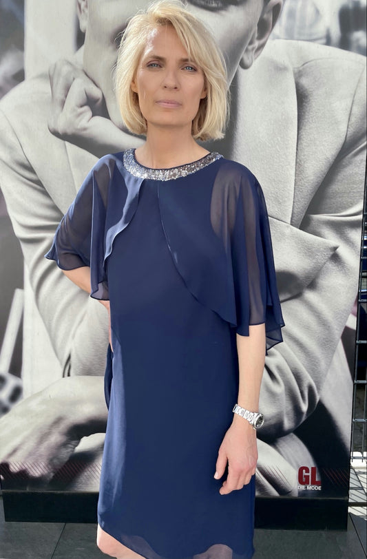 SWING Cocktail-Kleid mit Chiffonbesatz