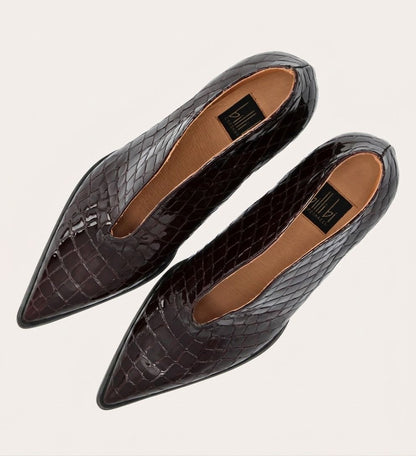 Pumps Open Bootie Croco Patent