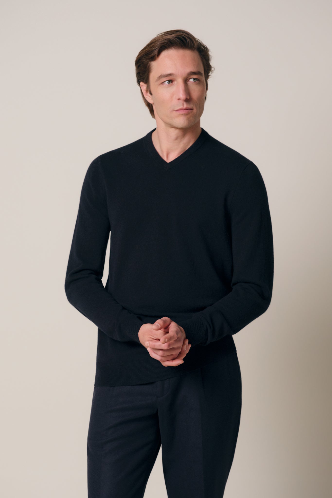 Pullover V-Neck Wolle/Modal