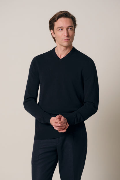 Pullover V-Neck Wolle/Modal