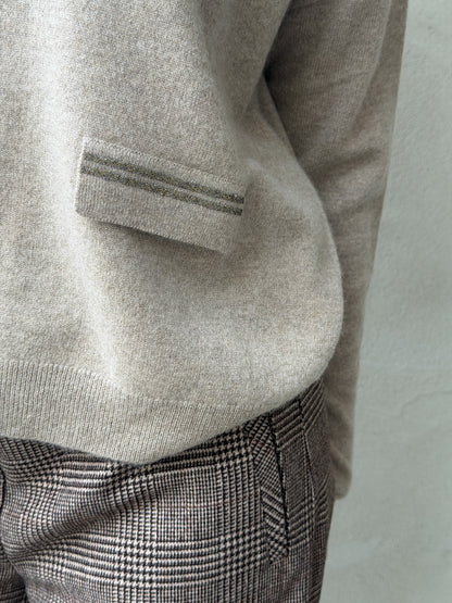 V-Neck Glitter Pocket 100% Cashmere