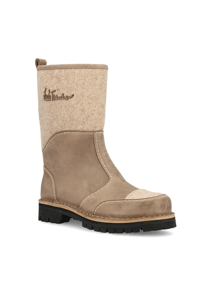 Handgefertigter Stiefel aus Leder und Wollfilz LUSTIEFELE