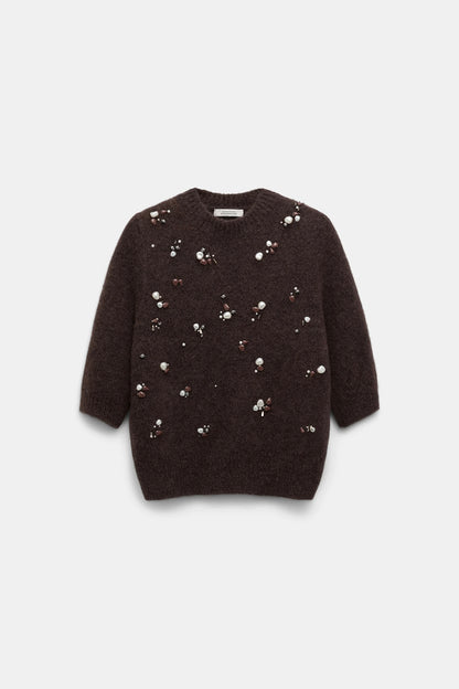 Handbestickter Pullover aus softem Alpaka-Garn. LOVING TOUCH