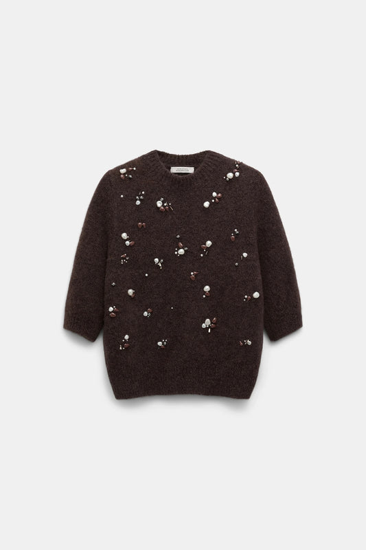 Handbestickter Pullover aus softem Alpaka-Garn. LOVING TOUCH