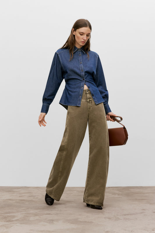 Taillierte Denim Bluse