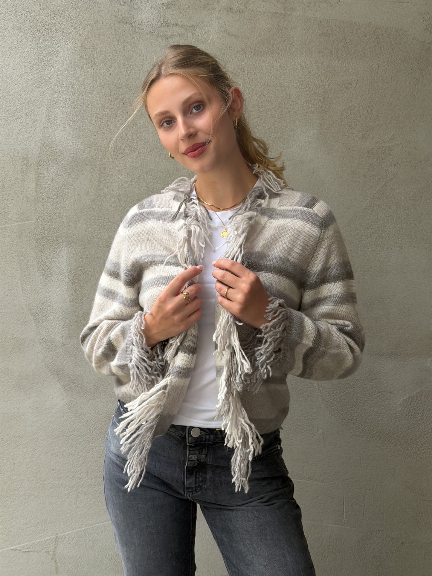 Cardigan open-collar stripes 63%Ca37%Co