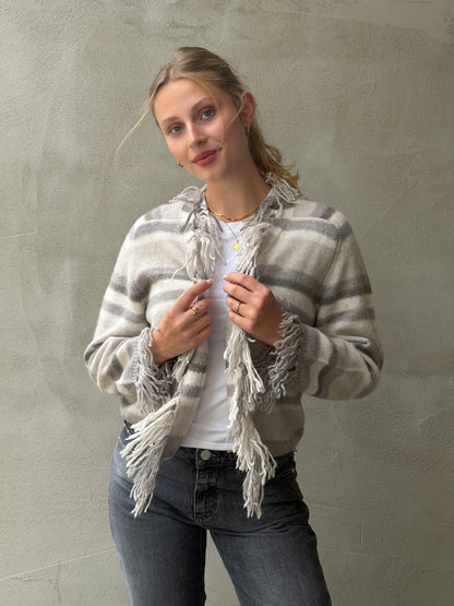 Cardigan open-collar stripes 63%Ca37%Co