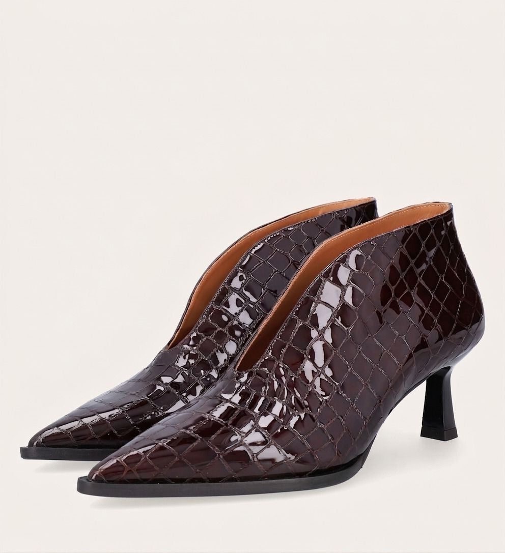Pumps Open Bootie Croco Patent