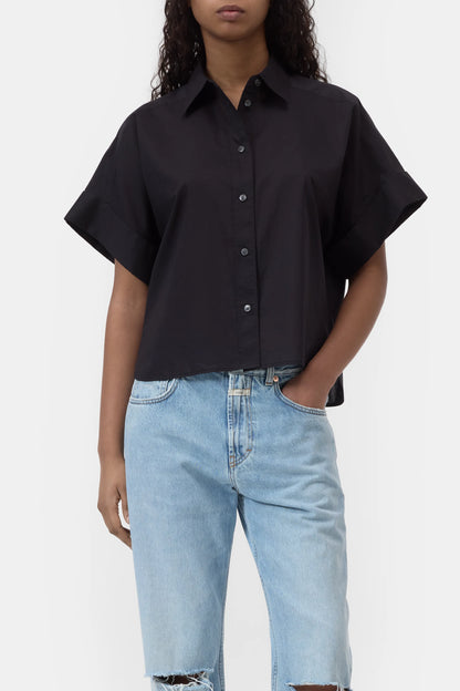 Turn-up shirt schwarz