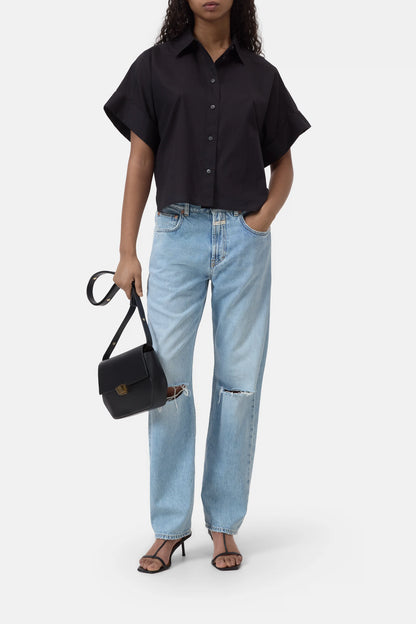Turn-up shirt schwarz