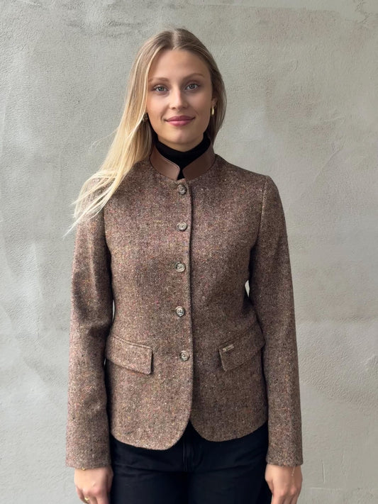Blazer aus Wollmischung mit Lederdetails LURANDA