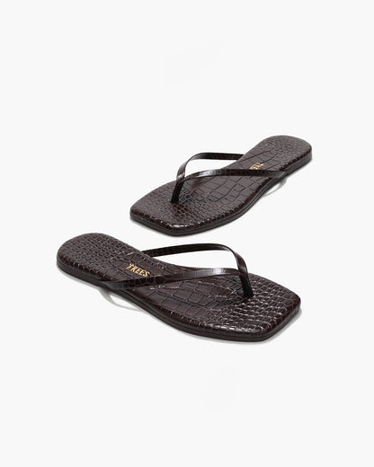 Square Toe Lily Croc Carob