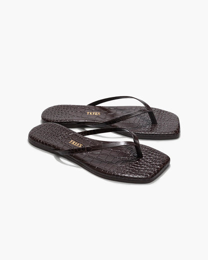 Square Toe Lily Croc Carob
