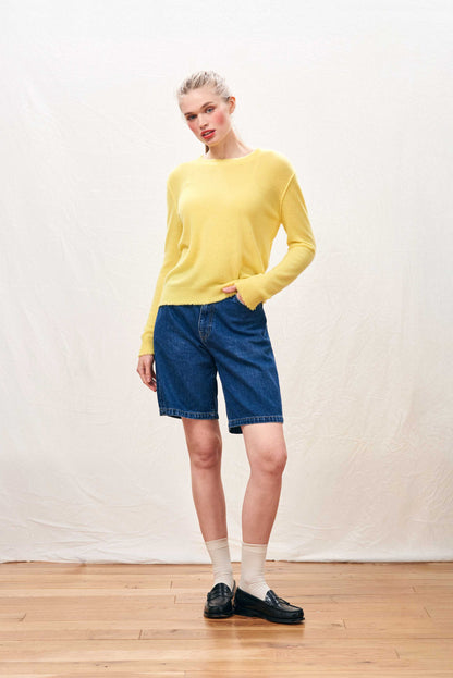 DISTRESSES Crew Cashmere Pullover