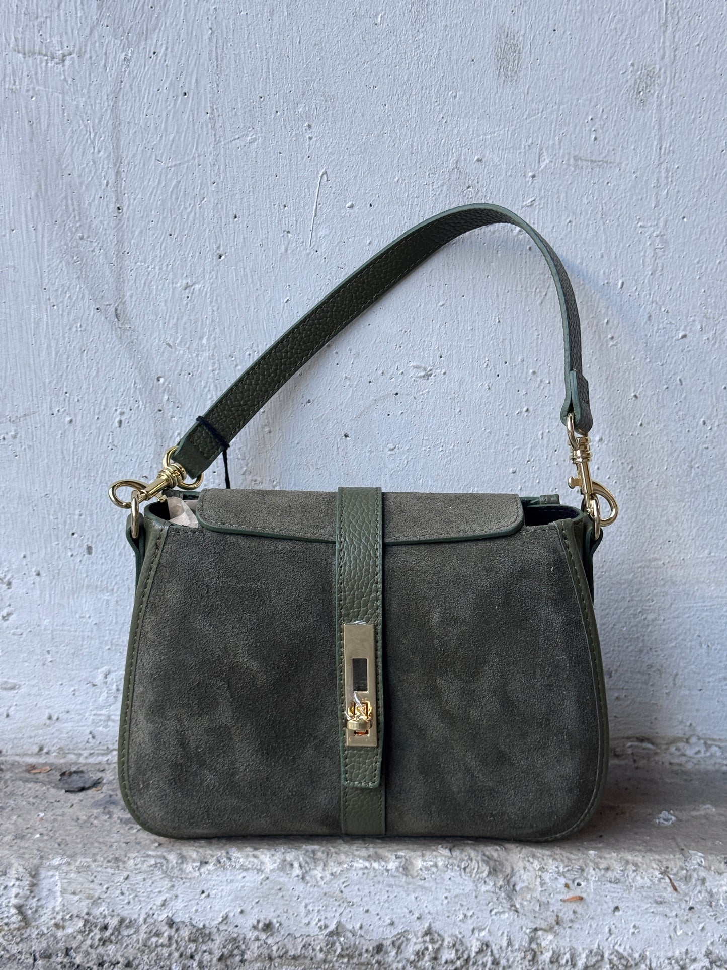 Handtasche CAMOSCIO Velours Oliv