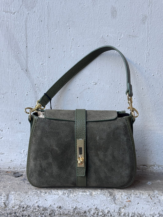 Handtasche CAMOSCIO Velours Oliv