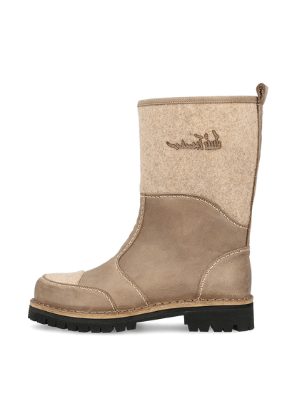 Handgefertigter Stiefel aus Leder und Wollfilz LUSTIEFELE