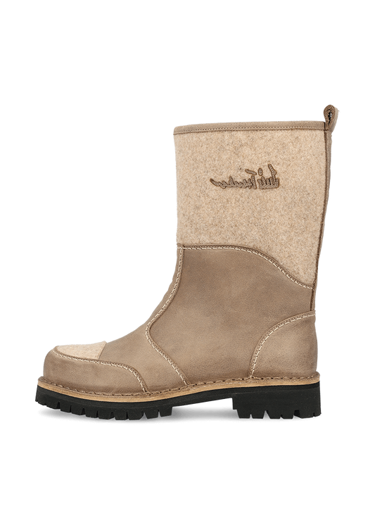 Handgefertigter Stiefel aus Leder und Wollfilz LUSTIEFELE